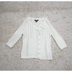 NEW! Style & Co White Knitted Cardian 3/4 Sleeve Size P